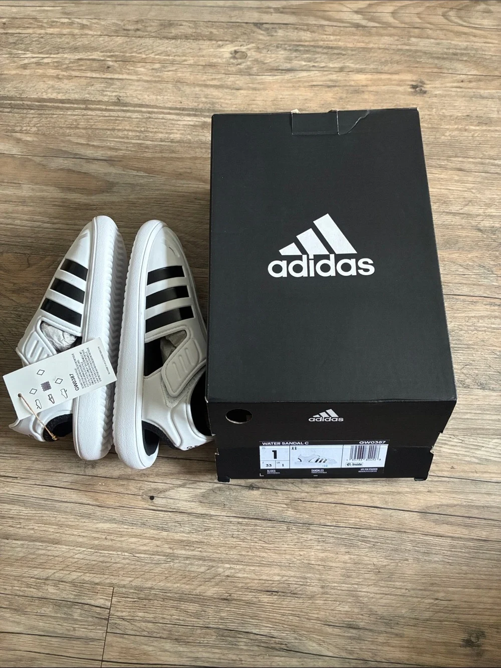 adidas Kids White and Black Ventilated Water Clog Sandals - Picture 5 of 5
